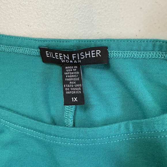 Eileen Fisher Knit Dress Womens Plus Size 1X Blue Green Jersey Stretch - Picture 4 of 8